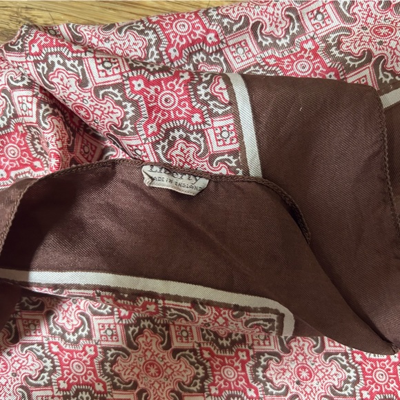 Vintage 1960-70’s LIBERTY of London Silk Scarf Made In England Brown/Red/Pink - Picture 8 of 16